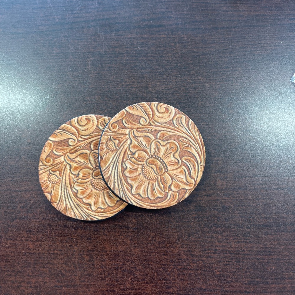 Faux leather car coasters
